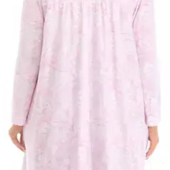 Miss Elaine Lovely Soft Plus Size Honeycomb Pink Paisley Gown NWT Size 1X & 2X - Picture 2 of 7